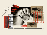 Photo collage of elements that make up the rape kit