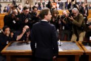 WASHINGTON, DC - JANUARY 31: Mark Zuckerberg, CEO of Meta, arrives to testify during a Senate Judiciary Committee hearing at the Dirksen Senate Office Building on January 31, 2024 in Washington, DC. The committee heard testimony from the heads of the largest tech firms on the dangers of child sexual exploitation on social media. (Photo by Kevin Dietsch/Getty Images)
